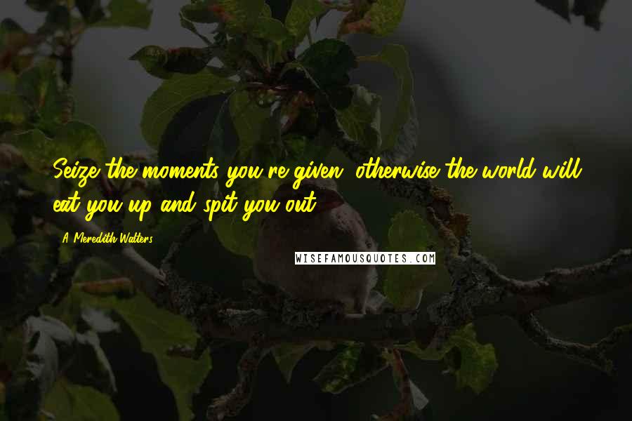 A Meredith Walters quotes: Seize the moments you're given, otherwise the world will eat you up and spit you out.