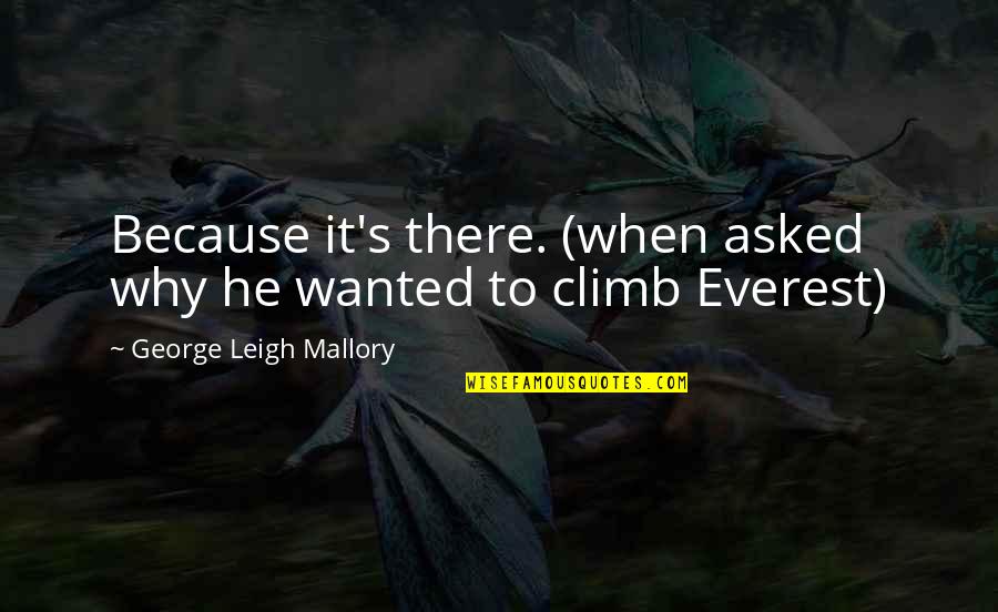 A Mile In His Shoes Movie Quotes By George Leigh Mallory: Because it's there. (when asked why he wanted