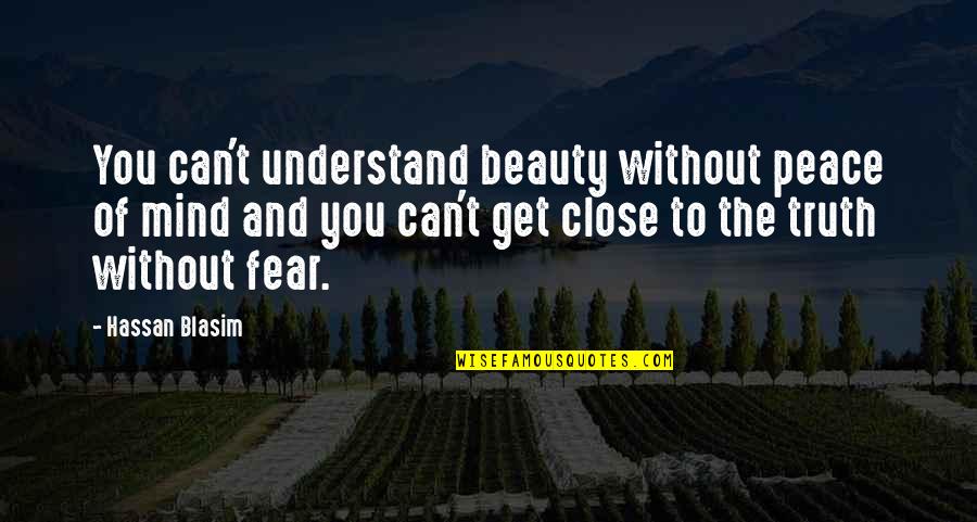 A Mind At Peace Quotes By Hassan Blasim: You can't understand beauty without peace of mind
