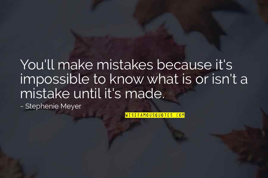 A Mistake You Made Quotes By Stephenie Meyer: You'll make mistakes because it's impossible to know