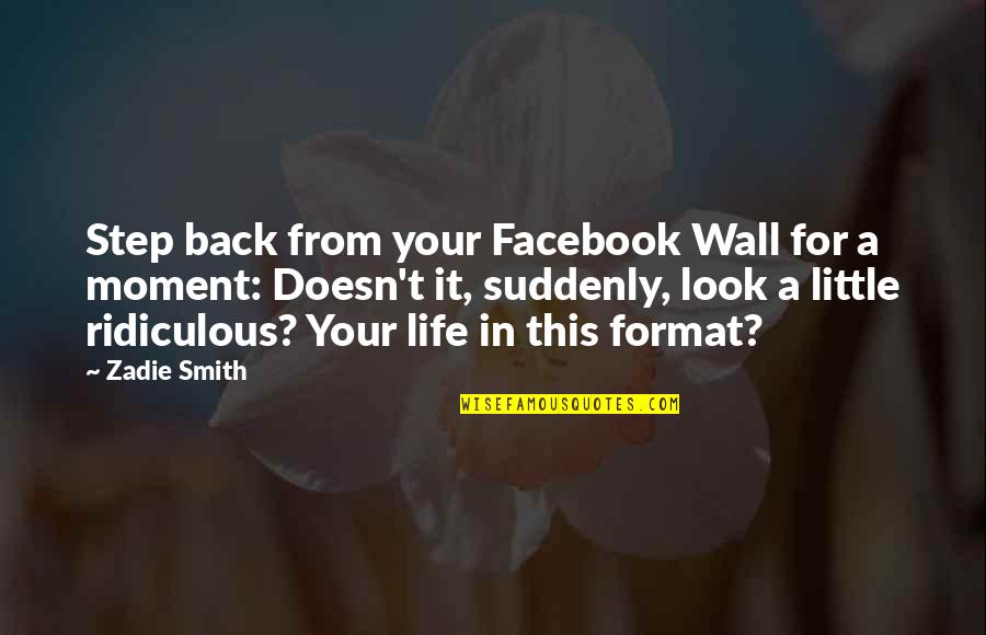 A Moment In Life Quotes By Zadie Smith: Step back from your Facebook Wall for a