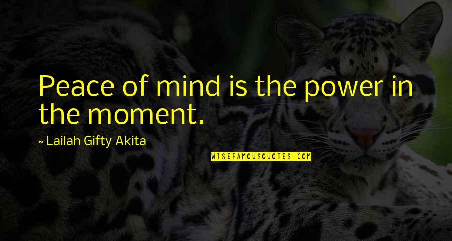 A Moment Of Peace Quotes By Lailah Gifty Akita: Peace of mind is the power in the