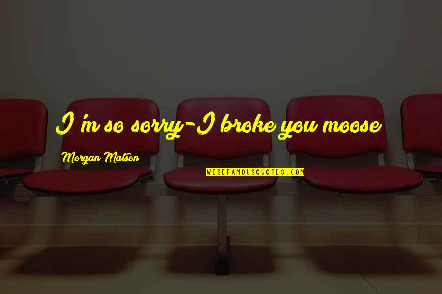 A Moose Quotes By Morgan Matson: I'm so sorry-I broke you moose?