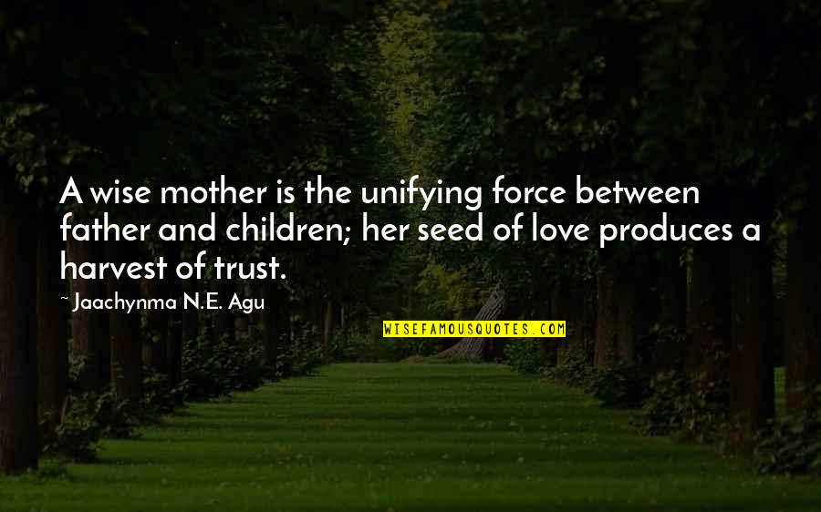 A Motherhood Quotes By Jaachynma N.E. Agu: A wise mother is the unifying force between