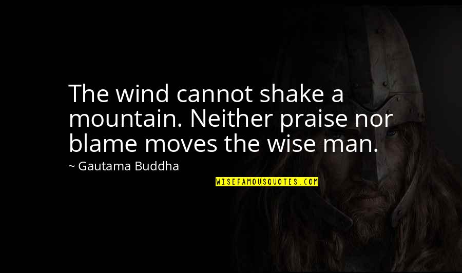 A Mountain Quotes By Gautama Buddha: The wind cannot shake a mountain. Neither praise