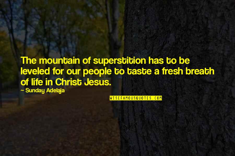 A Mountain Quotes By Sunday Adelaja: The mountain of superstition has to be leveled
