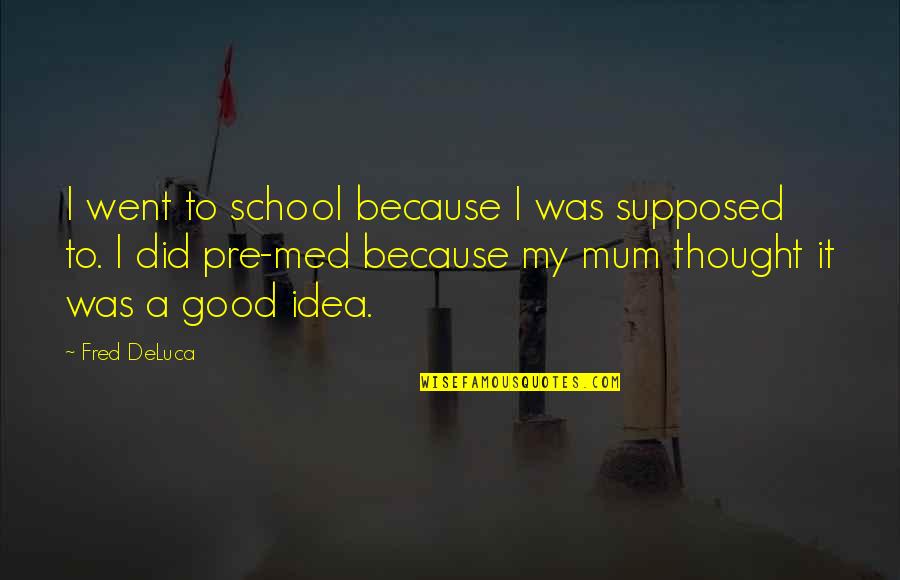 A Mum Quotes By Fred DeLuca: I went to school because I was supposed