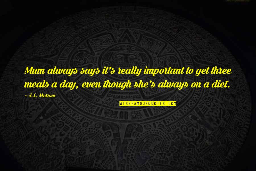 A Mum Quotes By J.L. Merrow: Mum always says it's really important to get