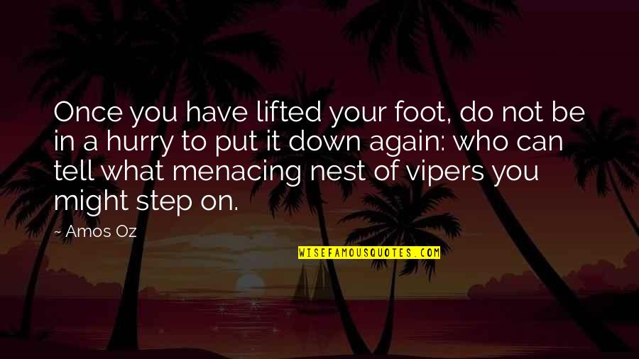 A Nest Quotes By Amos Oz: Once you have lifted your foot, do not