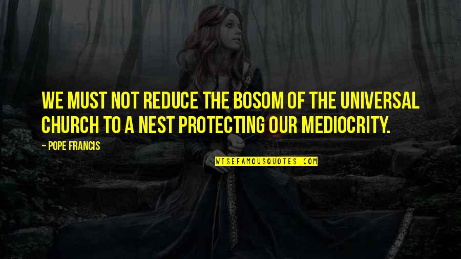 A Nest Quotes By Pope Francis: We must not reduce the bosom of the