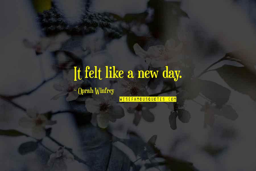 A New Day Quotes By Oprah Winfrey: It felt like a new day.