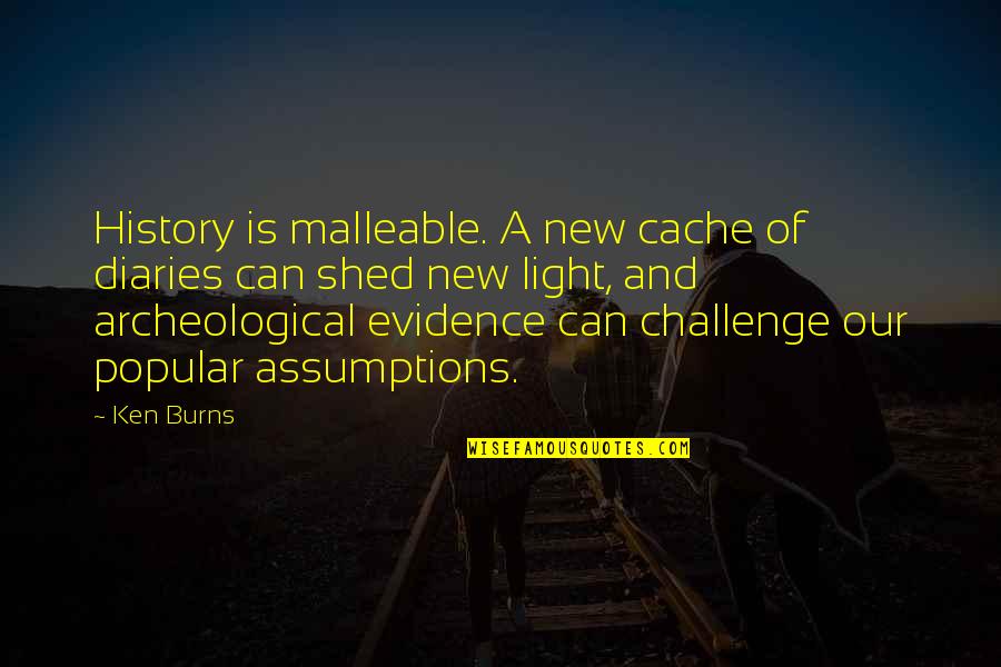 A New Light Quotes By Ken Burns: History is malleable. A new cache of diaries