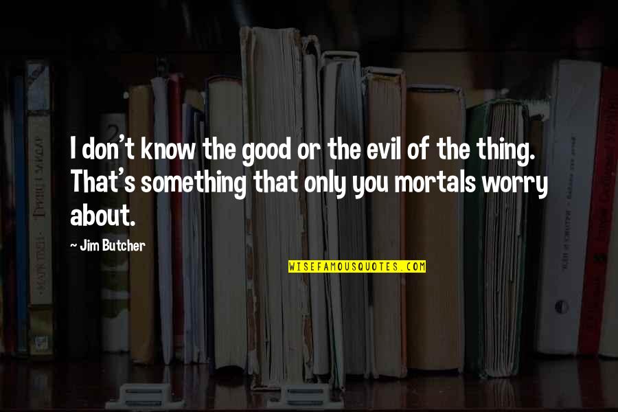 A New Love Interest Quotes By Jim Butcher: I don't know the good or the evil