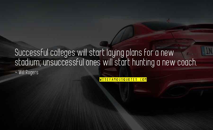 A New Start Quotes By Will Rogers: Successful colleges will start laying plans for a