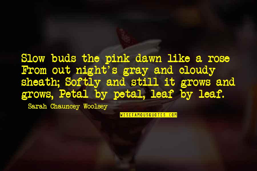 A Night Out Quotes By Sarah Chauncey Woolsey: Slow buds the pink dawn like a rose