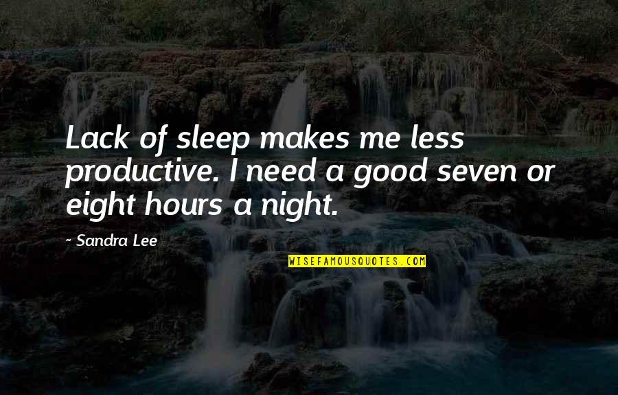 A Night Quotes By Sandra Lee: Lack of sleep makes me less productive. I