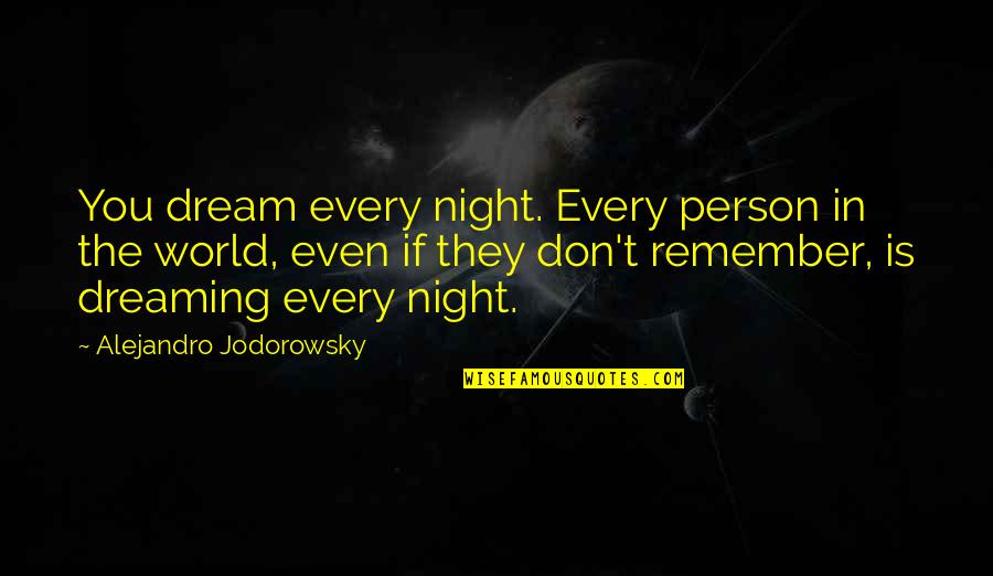 A Night To Remember Quotes By Alejandro Jodorowsky: You dream every night. Every person in the A Night To Remember Quotes By Alejandro Jodorowsky: You dream every night. Every person in the