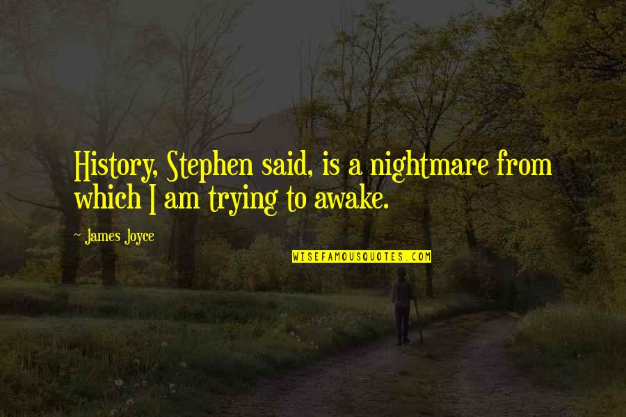 A Nightmare Quotes By James Joyce: History, Stephen said, is a nightmare from which