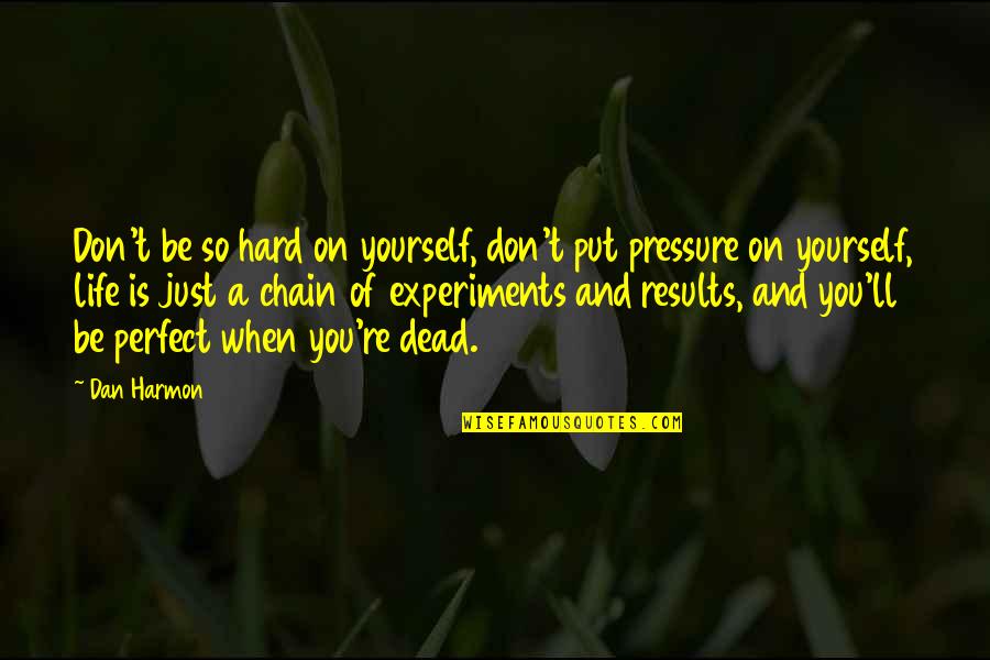 A Non Perfect Life Quotes By Dan Harmon: Don't be so hard on yourself, don't put