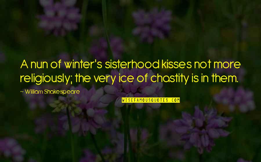A Nun Quotes By William Shakespeare: A nun of winter's sisterhood kisses not more