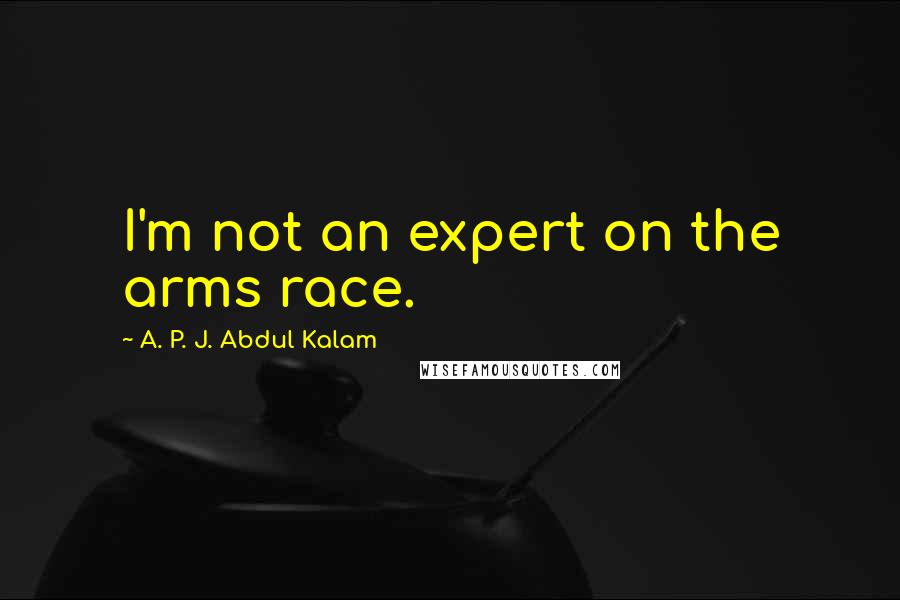A. P. J. Abdul Kalam quotes: I'm not an expert on the arms race.