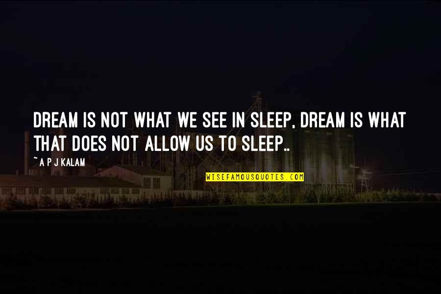 A P J Kalam Quotes By A P J Kalam: Dream is not what we see in sleep,