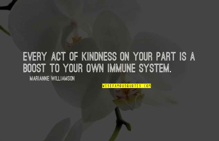 A Part Quotes By Marianne Williamson: Every act of kindness on your part is