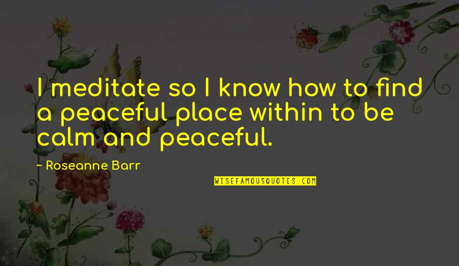 A Peaceful Place Quotes By Roseanne Barr: I meditate so I know how to find