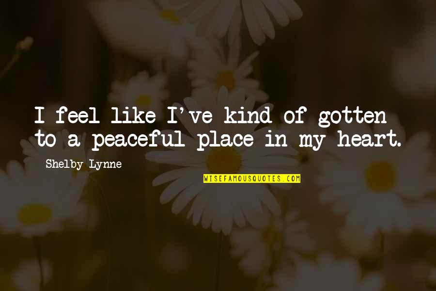A Peaceful Place Quotes By Shelby Lynne: I feel like I've kind of gotten to