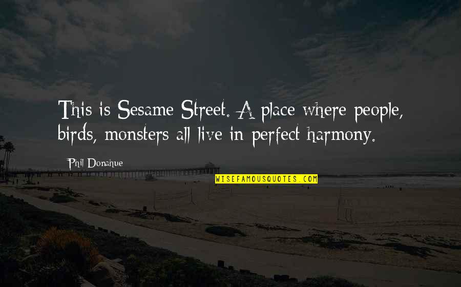 A Perfect Place Quotes By Phil Donahue: This is Sesame Street. A place where people,