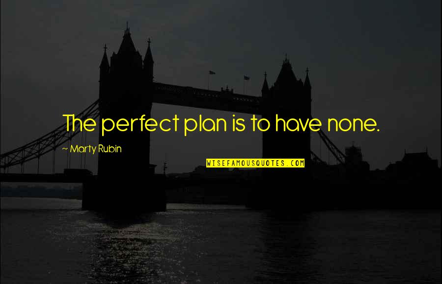 A Perfect Plan Quotes By Marty Rubin: The perfect plan is to have none. A Perfect Plan Quotes By Marty Rubin: The perfect plan is to have none.