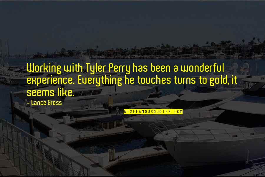 A Perry Quotes By Lance Gross: Working with Tyler Perry has been a wonderful