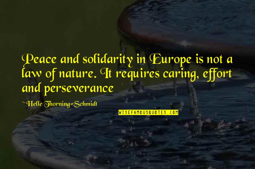 A Perseverance Quotes By Helle Thorning-Schmidt: Peace and solidarity in Europe is not a