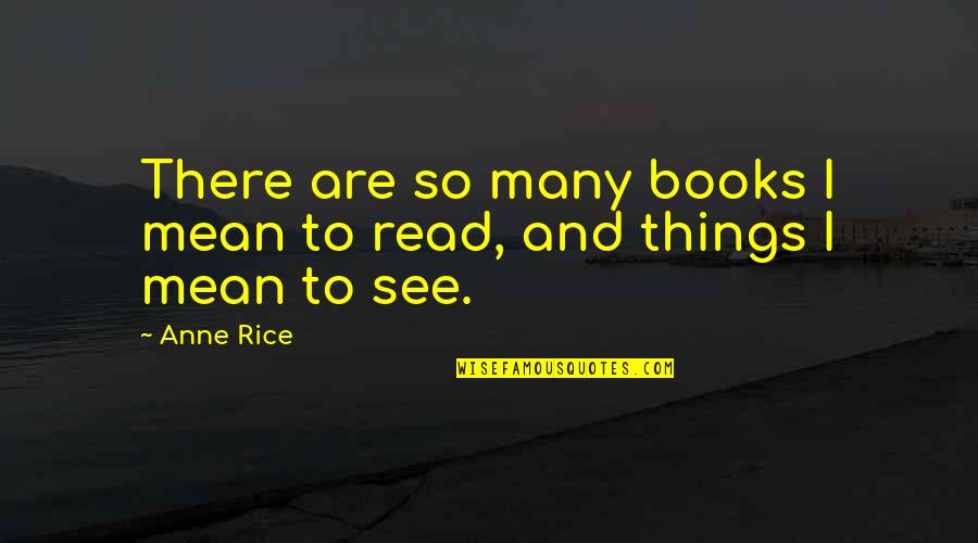 A Person Who Inspires Me Quotes By Anne Rice: There are so many books I mean to