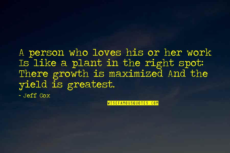 A Person Who Loves You Quotes By Jeff Cox: A person who loves his or her work