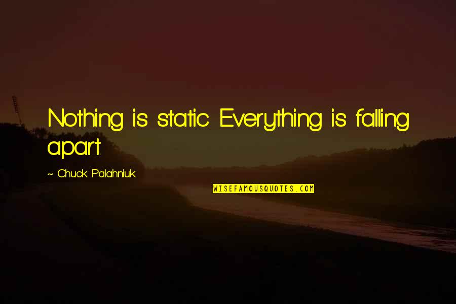 A Person Who Makes A Difference Quotes By Chuck Palahniuk: Nothing is static. Everything is falling apart.