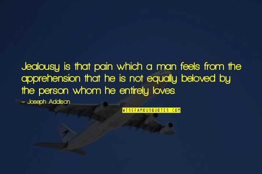 A Person Whom You Love Quotes By Joseph Addison: Jealousy is that pain which a man feels