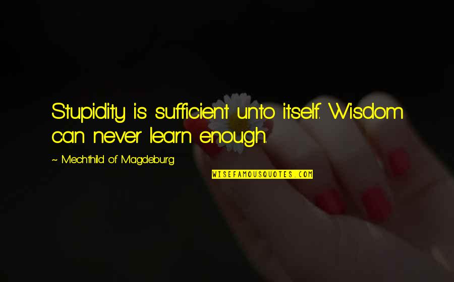 A Person's Breaking Point Quotes By Mechthild Of Magdeburg: Stupidity is sufficient unto itself. Wisdom can never