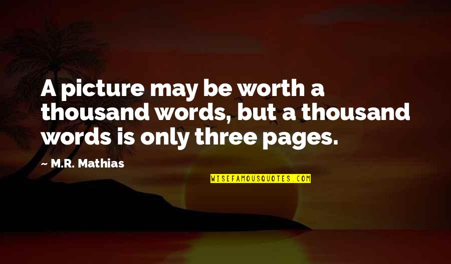 A Picture Is Worth A Thousand Words Quotes By M.R. Mathias: A picture may be worth a thousand words,