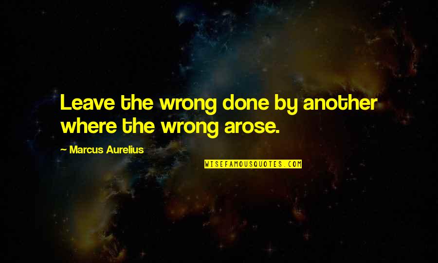 A Piece Of Cake Book Quotes By Marcus Aurelius: Leave the wrong done by another where the