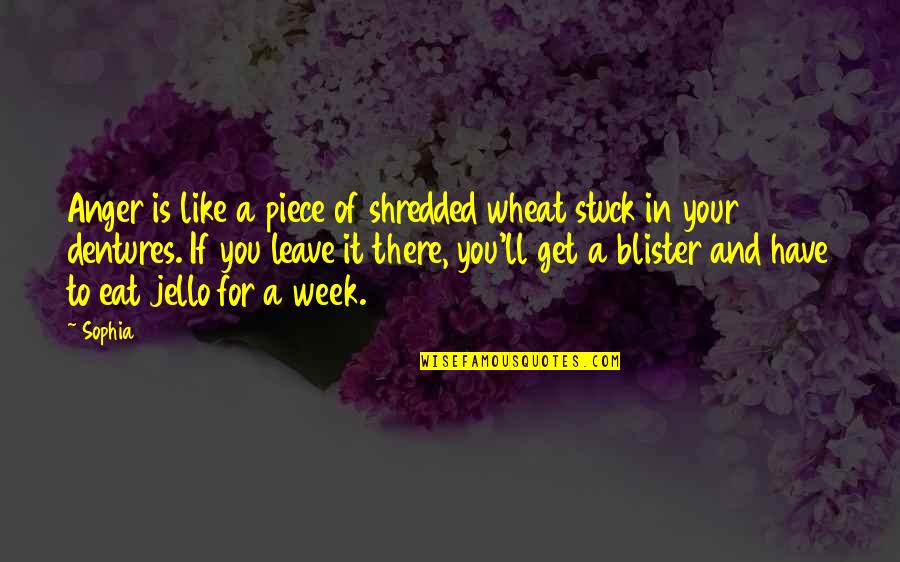 A Piece Of You Quotes By Sophia: Anger is like a piece of shredded wheat