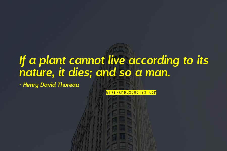 A Plant Quotes By Henry David Thoreau: If a plant cannot live according to its