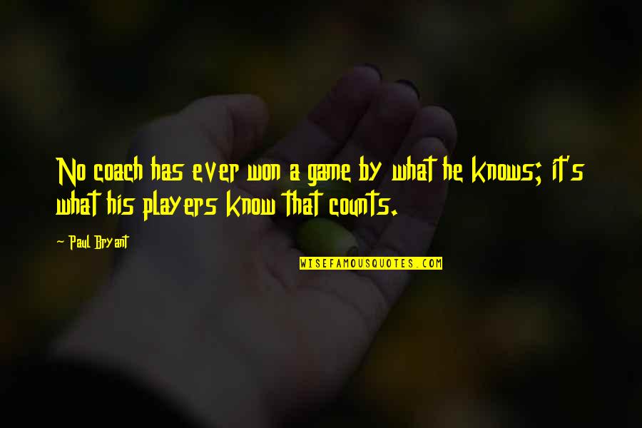 A Players Game Quotes By Paul Bryant: No coach has ever won a game by