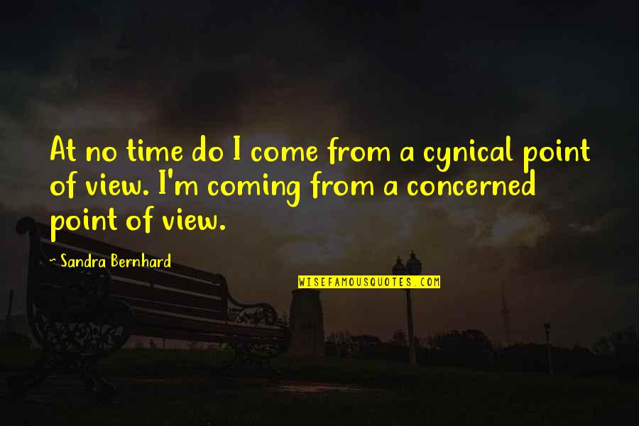 A Point Of View Quotes By Sandra Bernhard: At no time do I come from a