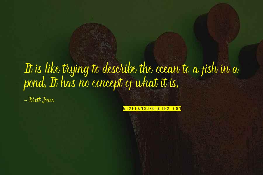 A Pond Quotes By Brett Jones: It is like trying to describe the ocean A Pond Quotes By Brett Jones: It is like trying to describe the ocean