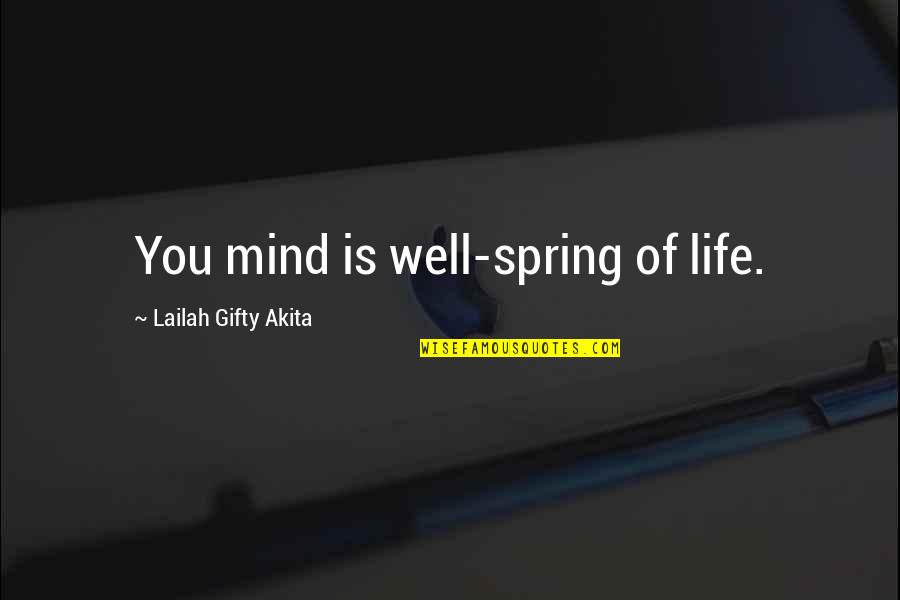 A Positive Mindset Quotes By Lailah Gifty Akita: You mind is well-spring of life.