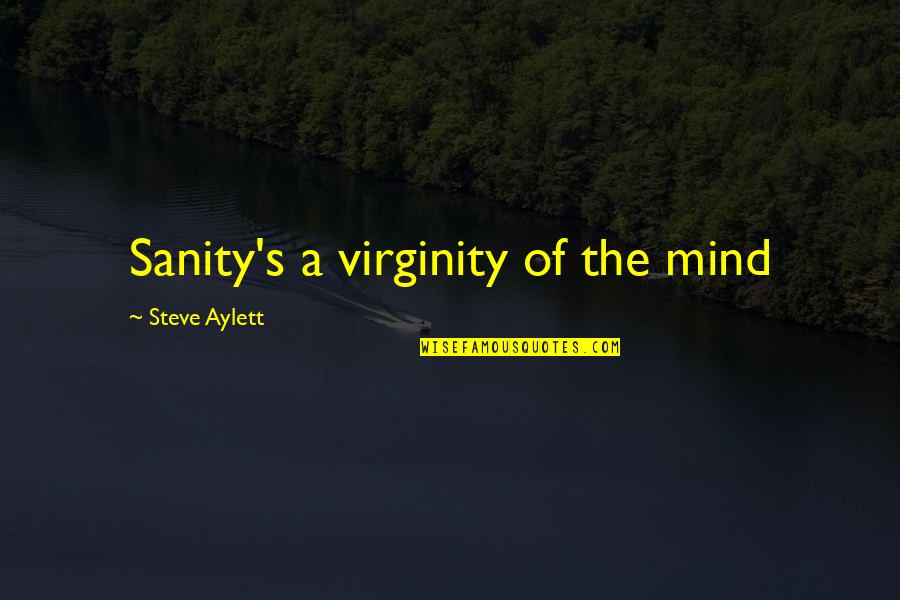 A Prince Among Men Quote Quotes By Steve Aylett: Sanity's a virginity of the mind