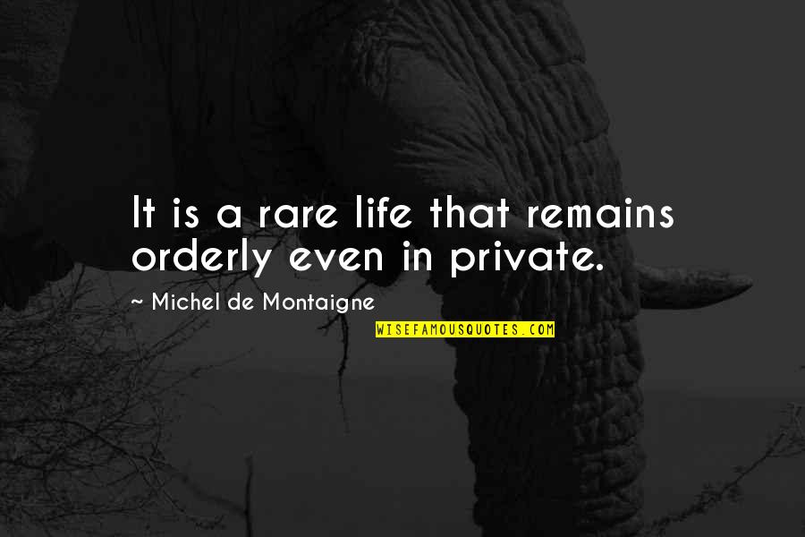 A Private Life Quotes By Michel De Montaigne: It is a rare life that remains orderly