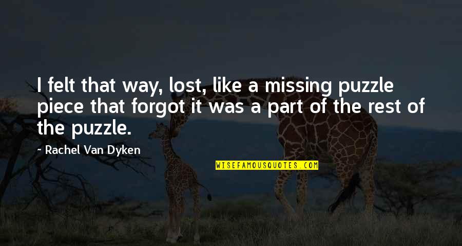 A Puzzle Quotes By Rachel Van Dyken: I felt that way, lost, like a missing