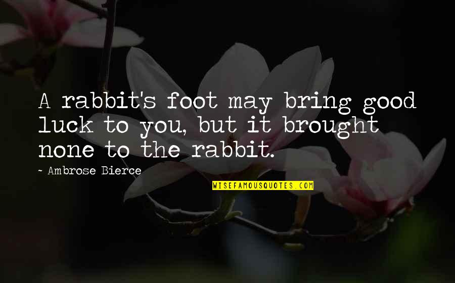 A Rabbit Quotes By Ambrose Bierce: A rabbit's foot may bring good luck to